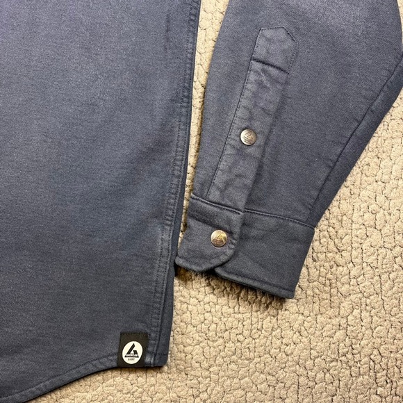 American Giant Mens XL Fleece Lined Shirt Jacket Snap Front Blue Made in USA - Picture 3 of 10